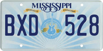 MS license plate BXD528