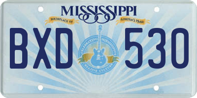 MS license plate BXD530