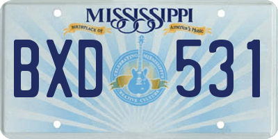 MS license plate BXD531