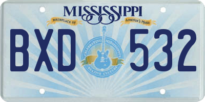 MS license plate BXD532