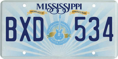 MS license plate BXD534