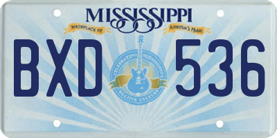 MS license plate BXD536