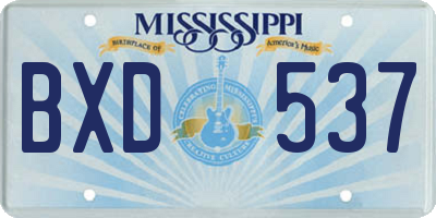 MS license plate BXD537