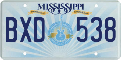 MS license plate BXD538