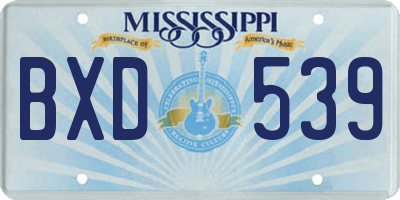 MS license plate BXD539
