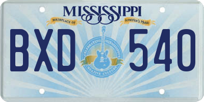 MS license plate BXD540