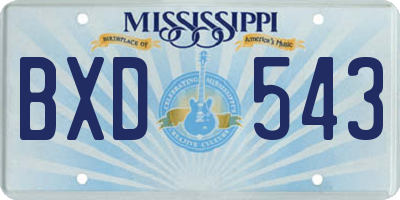 MS license plate BXD543
