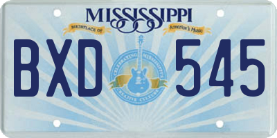 MS license plate BXD545