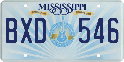 MS license plate BXD546