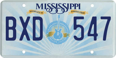 MS license plate BXD547