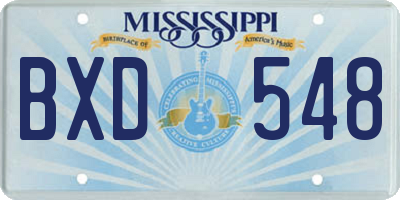 MS license plate BXD548
