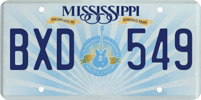 MS license plate BXD549