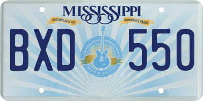 MS license plate BXD550