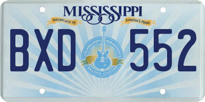MS license plate BXD552