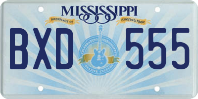 MS license plate BXD555