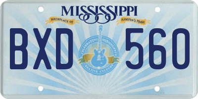 MS license plate BXD560
