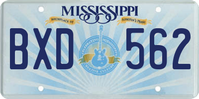 MS license plate BXD562