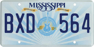 MS license plate BXD564