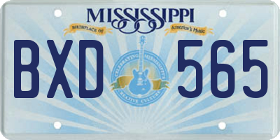 MS license plate BXD565