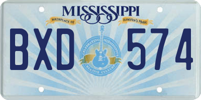 MS license plate BXD574
