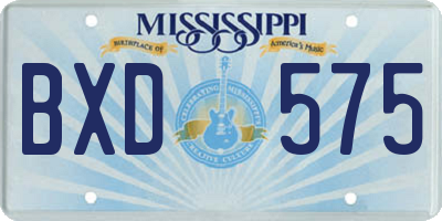 MS license plate BXD575