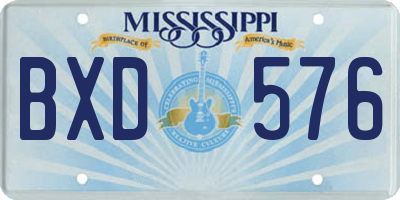 MS license plate BXD576
