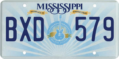 MS license plate BXD579