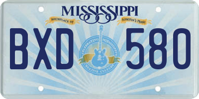 MS license plate BXD580