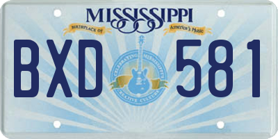 MS license plate BXD581