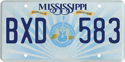 MS license plate BXD583