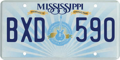 MS license plate BXD590