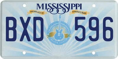 MS license plate BXD596