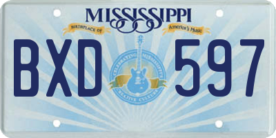 MS license plate BXD597