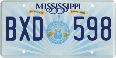 MS license plate BXD598