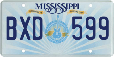 MS license plate BXD599