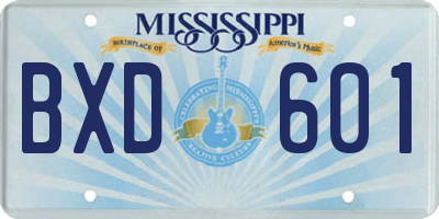 MS license plate BXD601