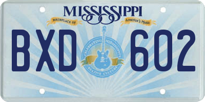MS license plate BXD602