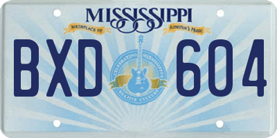 MS license plate BXD604