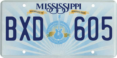 MS license plate BXD605