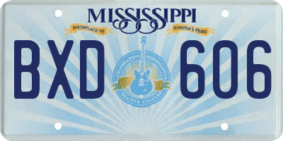 MS license plate BXD606