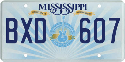MS license plate BXD607