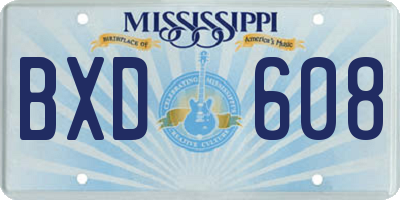 MS license plate BXD608