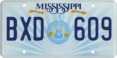 MS license plate BXD609