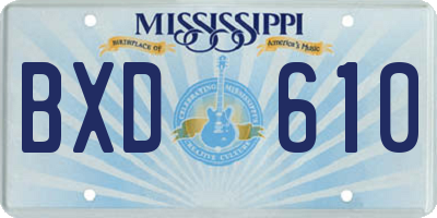 MS license plate BXD610