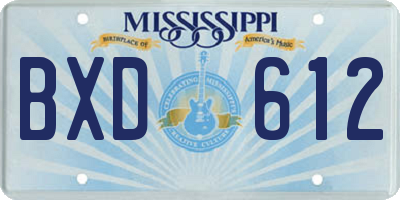 MS license plate BXD612
