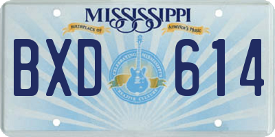 MS license plate BXD614