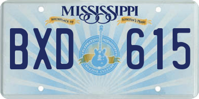 MS license plate BXD615