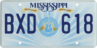 MS license plate BXD618