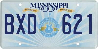MS license plate BXD621
