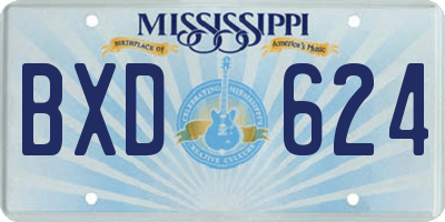 MS license plate BXD624